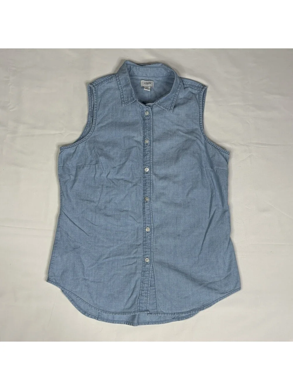 J.Crew XS Denim Sleeveless Vest Shirt - Light Wash Chambray,